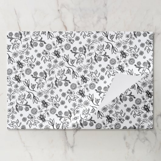 25シートハニービーツフローラブラック&ホワイトラッピング ペーパーパッド (折り畳み)