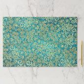 25シートボホティール（緑がかった色）&金ゴールドレースのようギフトラップ ペーパーパッド (インサイチュ)