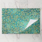 25シートボホティール（緑がかった色）&金ゴールドレースのようギフトラップ ペーパーパッド (折り畳み)