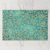 25シートボホティール（緑がかった色）&金ゴールドレースのようギフトラップ ペーパーパッド (正面)