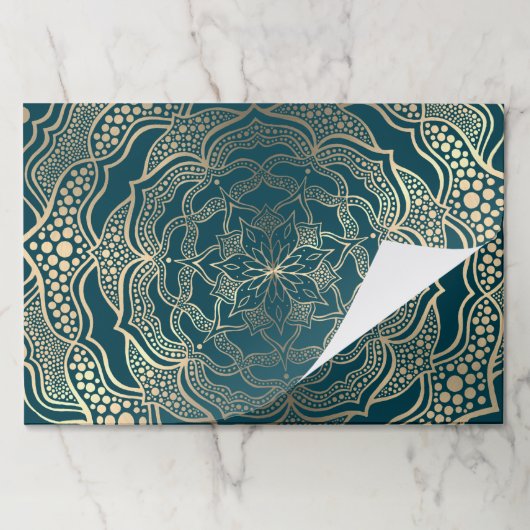 25シートマンダラアートボホ金ゴールドターコイズ包装 ペーパーパッド (折り畳み)