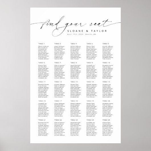 25テーブエレガントルが座席表を見つける ポスター (正面)