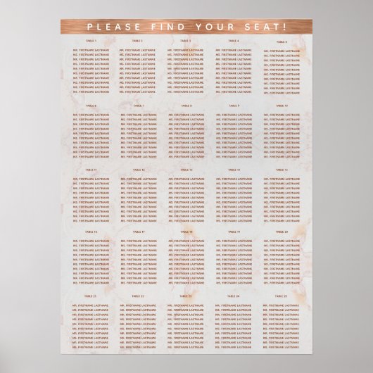 25テーブル大理石銅製座席表 ポスター (正面)