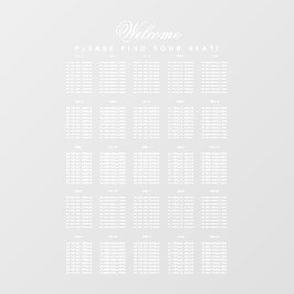 25テーブル座席表の透明な白いスクリプト ウィンドウサイン