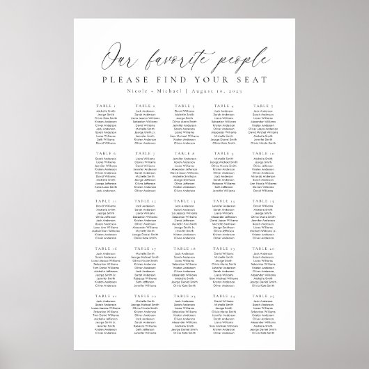 25テーブル私たちお気に入りのの人の座席表 ポスター (正面)