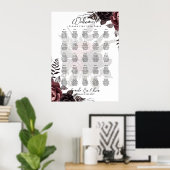 25テーブル素朴ブルゴーニュバラフローラの座席表 ポスター (ホームオフィス)