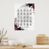 25テーブル素朴ブルゴーニュバラフローラの座席表 ポスター (キッチン)