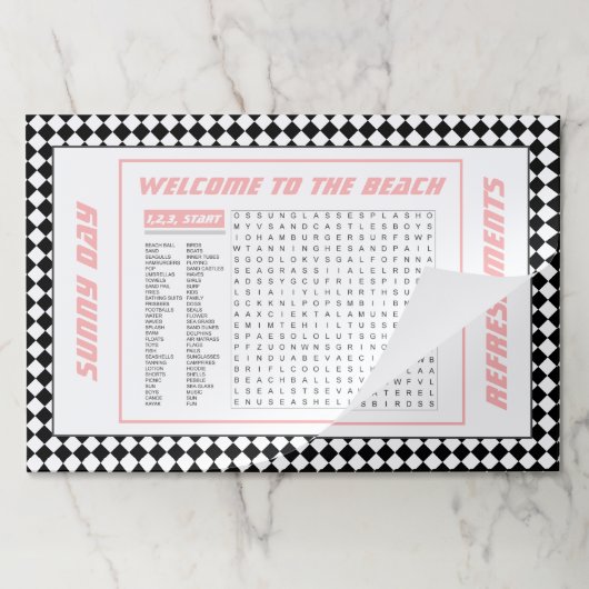 25デザイナービーチをテーマにした紙ランチョンマット ペーパーパッド (折り畳み)