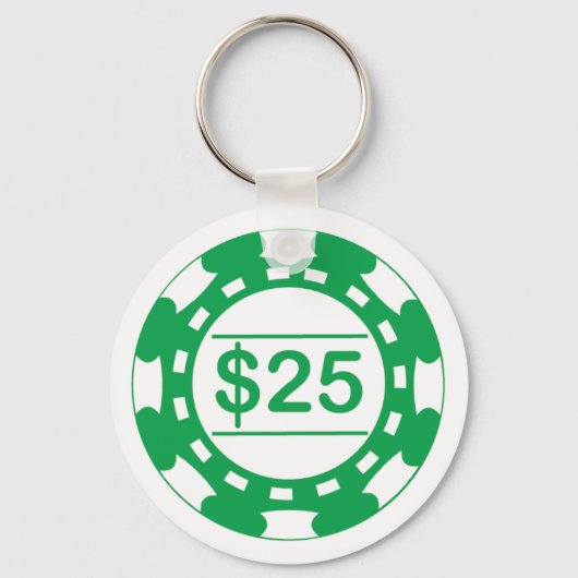 $25デノンスカジノチップグリーンキーチェーン キーホルダー (正面)