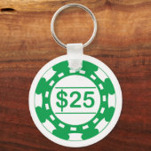 $25デノンスカジノチップグリーンキーチェーン キーホルダー (正面)