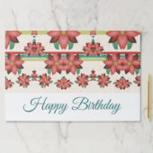 25バーンレッドフローラルペーパー誕生日プレイスマット紙 ペーパーパッド