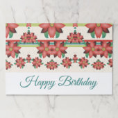 25バーンレッドフローラルペーパー誕生日プレイスマット紙 ペーパーパッド (正面)