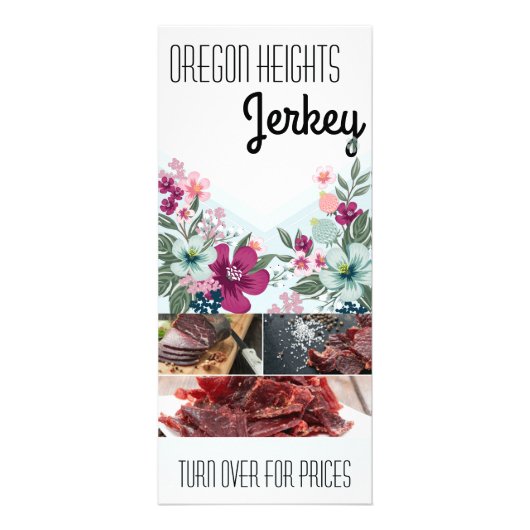 25パックビジネス価格リストBl上の熱帯花 ラックカード (正面)