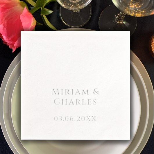 25パーソナライズされたエレガント周年記念シルバー実在 箔ナプキン