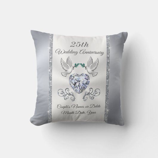 25パーソナライズされた伝統的周年記念ギフト クッション (正面)