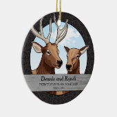 25パーソナライズされた周年結婚エルク セラミックオーナメント (右)