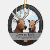 25パーソナライズされた周年結婚エルク セラミックオーナメント (左)