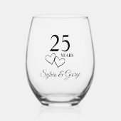 25パーソナライズされた周年記念ギフトエレガントモダン ステムなしワイングラス (正面)