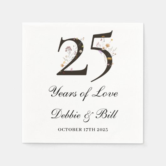 25パーソナライズされた周年記念パーティーカクテル スタンダードカクテルナプキン (正面)