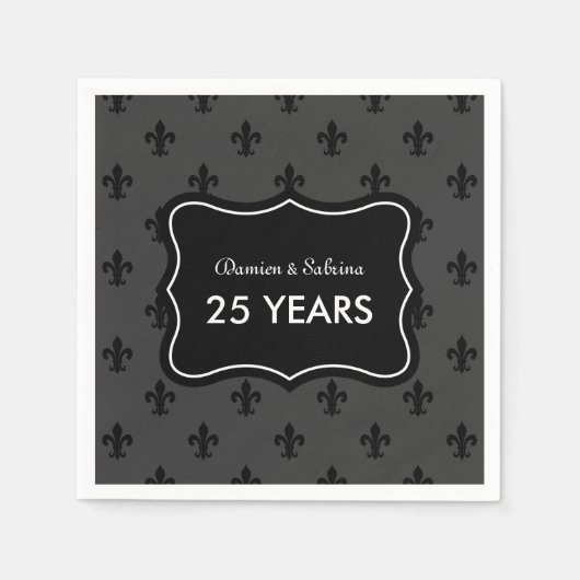 25パーソナライズされた周年記念パーティーナプキン スタンダードカクテルナプキン (正面)
