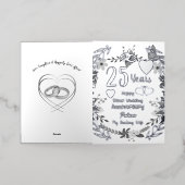 25パーソナライズされた周年記念フローラとシルバー 箔グリーティングカード (外側レイダウン)