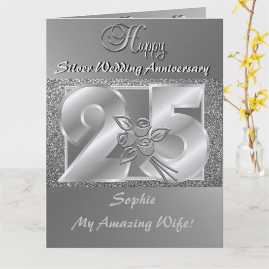 25パーソナライズされた周年記念結婚カード妻 カード (黄色い花)