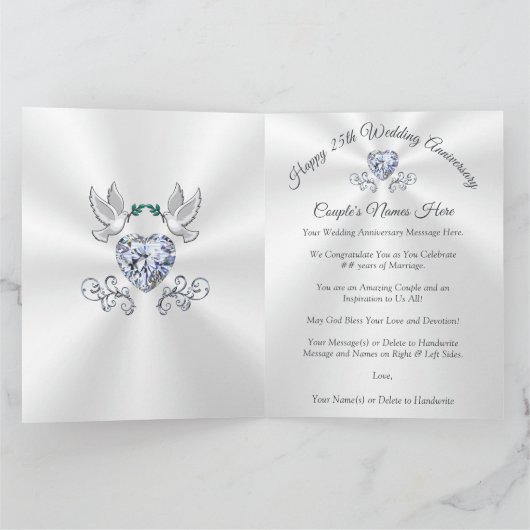 25パーソナライズされた周年記念結婚カード サンキューカード (内部)