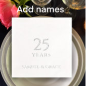 25パーソナライズされた周年記念結婚パーティーシルバー 箔ナプキン