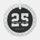 25パーソナライズされた誕生日モダン及びエレガント ガラスオーナメント (正面)