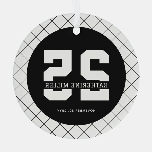 25パーソナライズされた誕生日モダン及びエレガント ガラスオーナメント (裏面)