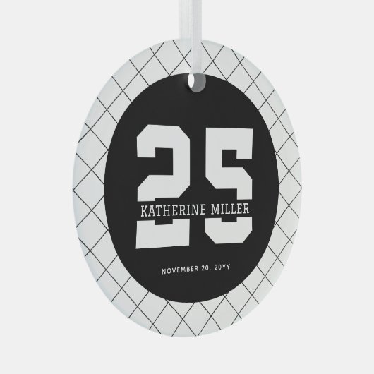 25パーソナライズされた誕生日モダン及びエレガント ガラスオーナメント (正面右)
