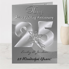 25パーソナライズされたth Silver 結婚's Anniversary Card カード