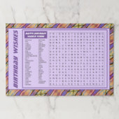 25パープル誕生日ランチョンマット ペーパーパッド (正面)