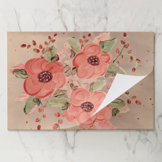 25ピースセットレッドフローズ紙ランチョンマット ペーパーパッド (折り畳み)