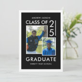 25フォトモダングラードパーティーの白黒クラス 招待状 (スタンド正面)