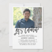 25フォトモダングラードパーティーの白黒クラス 招待状 (裏面)