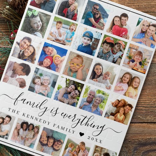 25フォト数々のコラージュ引用文ファミリー名 ジグソーパズル