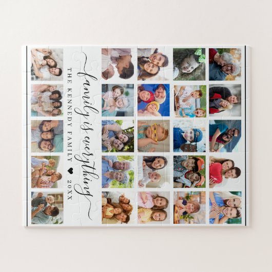 25フォト数々のコラージュ引用文ファミリー名 ジグソーパズル (横)