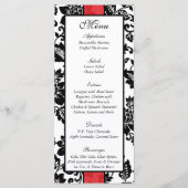 25ブラック/レッドフローラダマスクのウェディングメニュー メニュー (正面)