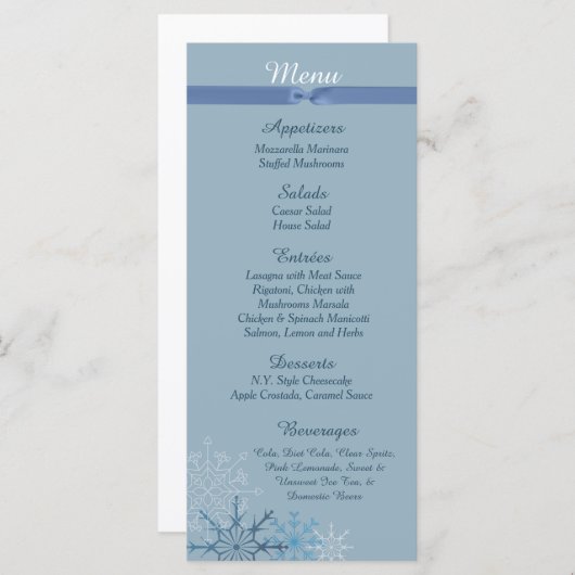 25ブルースノーフレーク冬のメニューカード メニュー (正面/裏面)