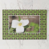 25ホワイトトリリウムハッピーバースデー紙ランチョンマット ペーパーパッド (正面)