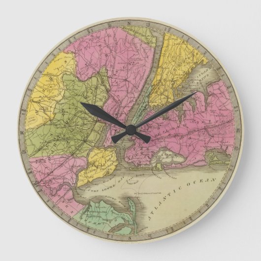 25マイルの国の地図 ラージ壁時計 (正面)