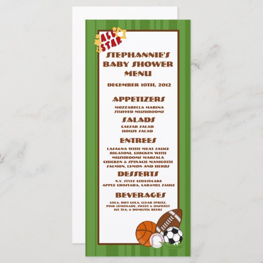 25メニューはオールスターの緑を梳きます メニュー (正面/裏面)