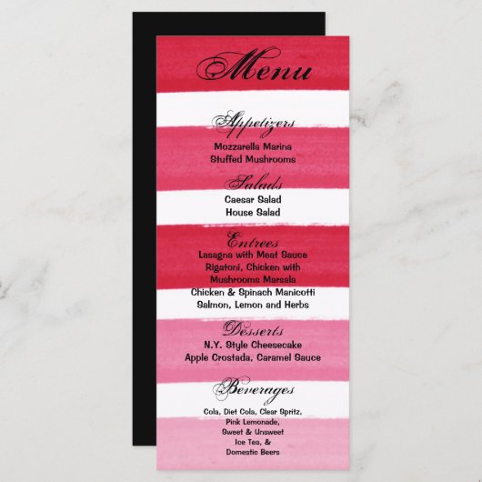 25メニューカーグラデーションドストライプピンク線フェードウォーター メニュー (正面/裏面)