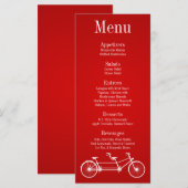 25メニューカードお洒落クリムゾンレッドダブルバイク メニュー (正面/裏面)