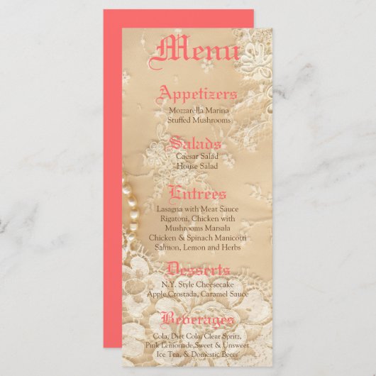 25メニューカードカントリーレースビクトリアンヴィンテージジュエル メニュー (正面/裏面)