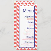 25メニューカードコーラルネイビーブルーシェブロン名フォーカス メニュー (正面/裏面)