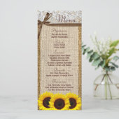 25メニューカードサンフラワーレースバーラップカントリー素朴 メニュー (スタンド正面)