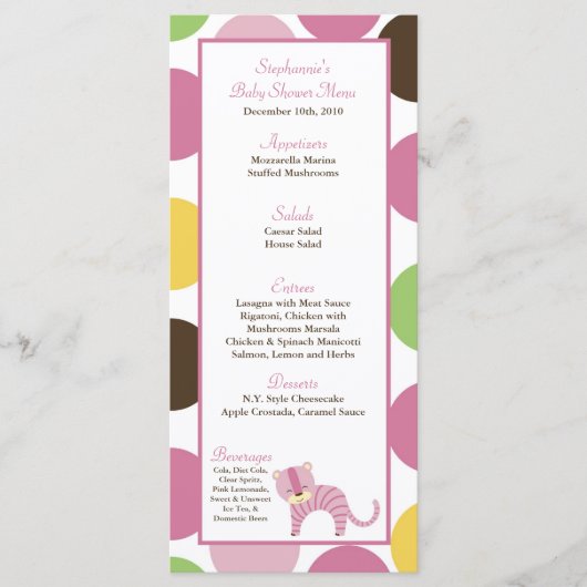 25メニューカードジャングルクイーンタイガーサファリ動物園 メニュー (正面)