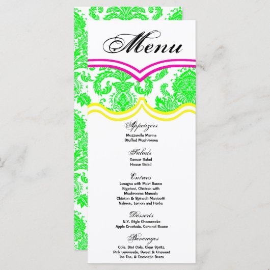 25メニューカードダマスクレースプリントパターン生地 メニュー (正面/裏面)